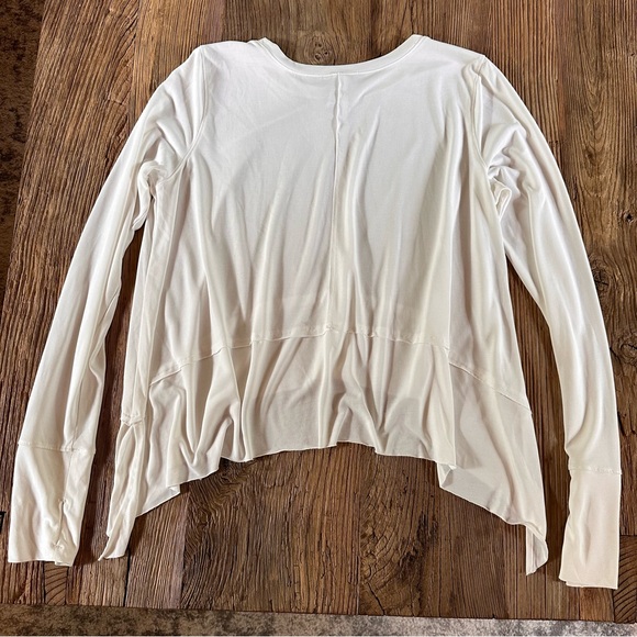 Ododos White Long Sleeve Soft Modal Top Pullover Thumb Holes Yoga Gym Crop Large - Picture 7 of 14
